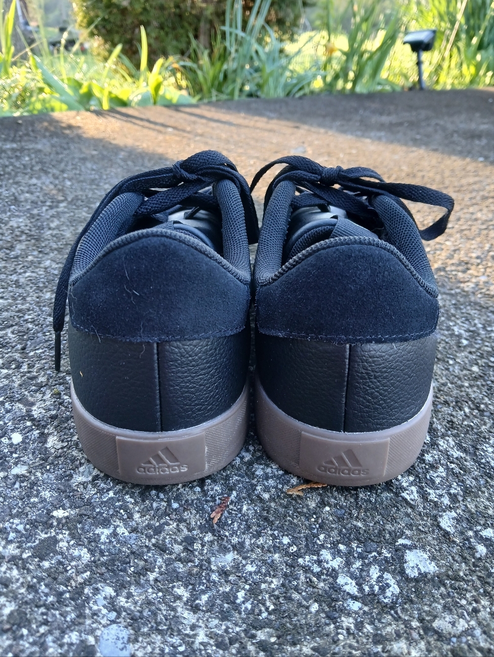 adidas Black Sneakers with White Stripes and Brown Gum Sole - Picture 7 of 8